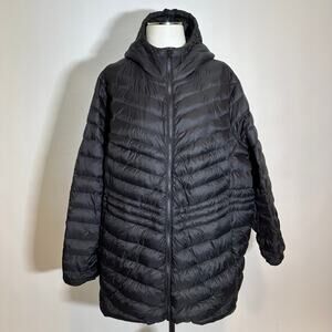 Lands End Black Down Long Puffer Coat Jacket Hooded Womens Plus Size 3X 24W-26W